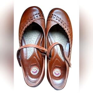Earth Spirit Women's Gelron 2000 Brown Leather Mary Janes Shoes Velcro Size 7